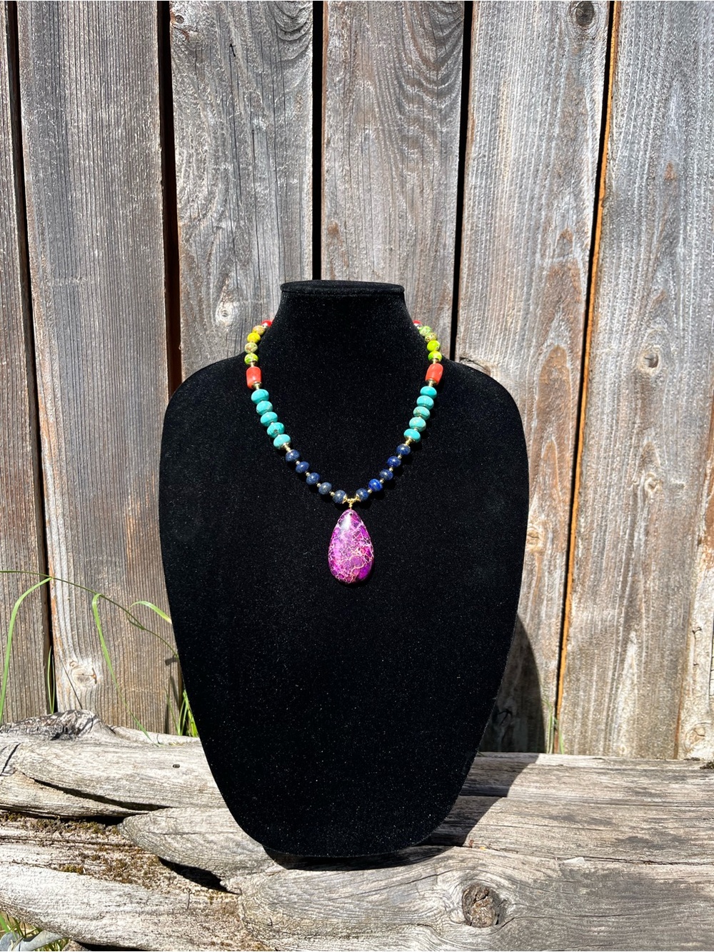 Studio Barse "Zion" coral and jasper multicolored necklace